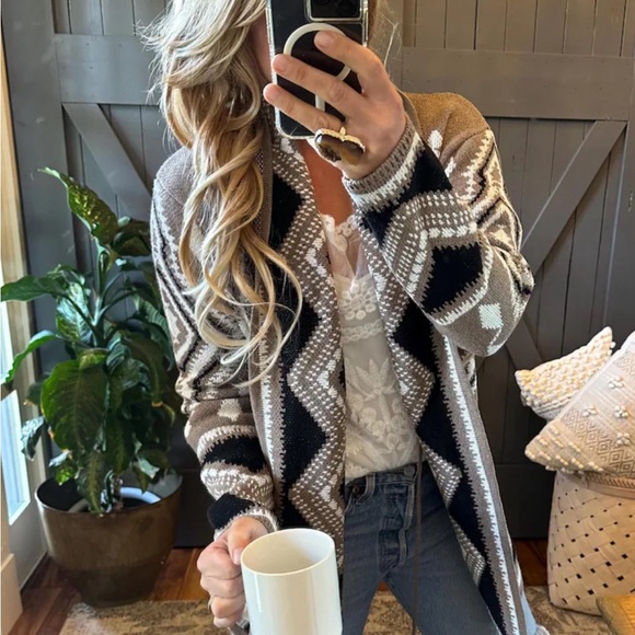 New Aztec Tribal Boho Western Ski Montana Cardigan Sweater Southwest Coat - Picture 3 of 9